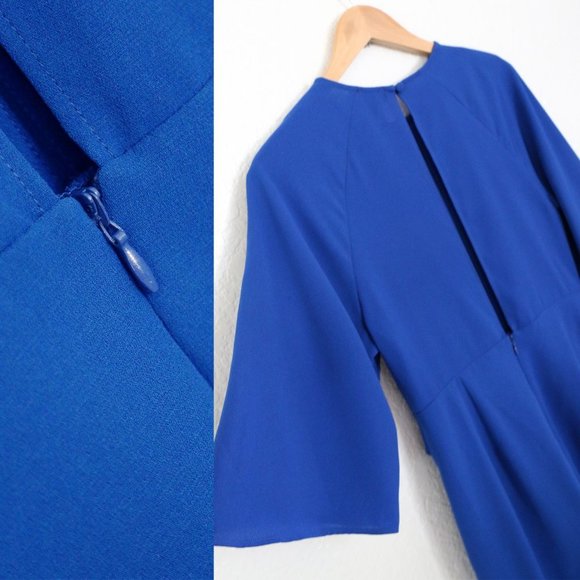Topshop Dress Wide Half Sleeves Knot Tie Front Cobalt Royal Blue Mini Dress US 8 - Picture 16 of 16